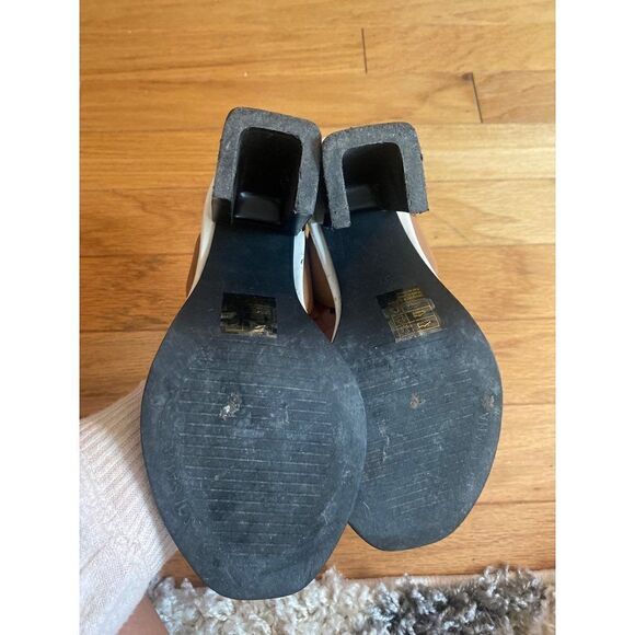 Sol Sana black/tan/white block heel ankle tie shoes size 37 - Picture 6 of 7